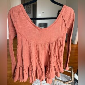 Free People long sleeve baby doll tunic. Size S. Rust color